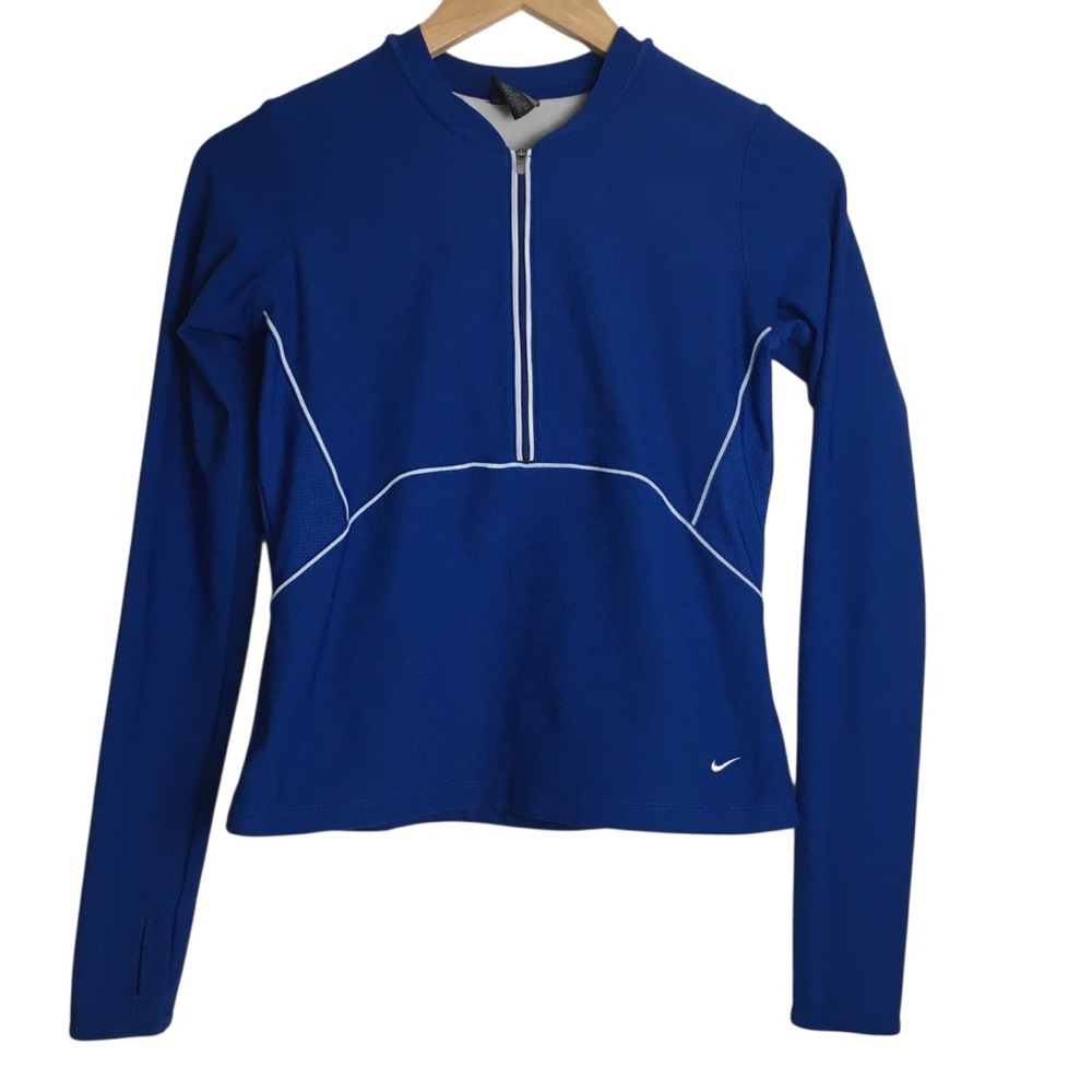 Nike Dri Fit Womens Jacket Running Athletic Size M Blue 1/2 Zip